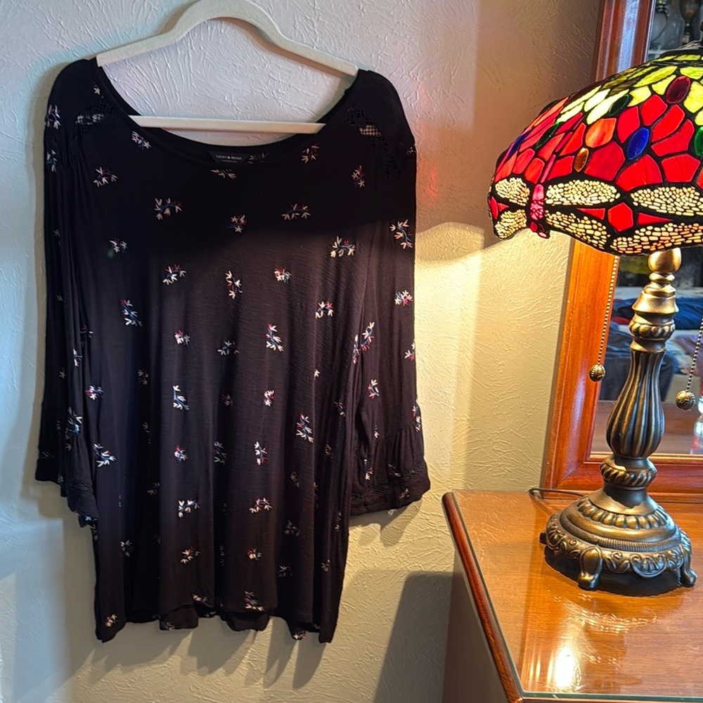 Lucky Brand, Floral Black Women's Top